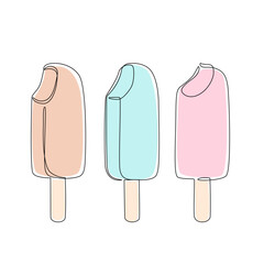 Abstract bitten ice cream continuous one line drawing set isolated on white background