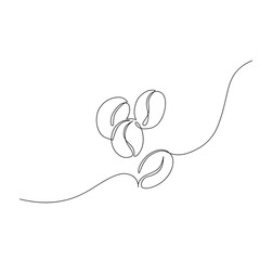 Abstract coffee bean drawing, coffee beans set continuous one line art.