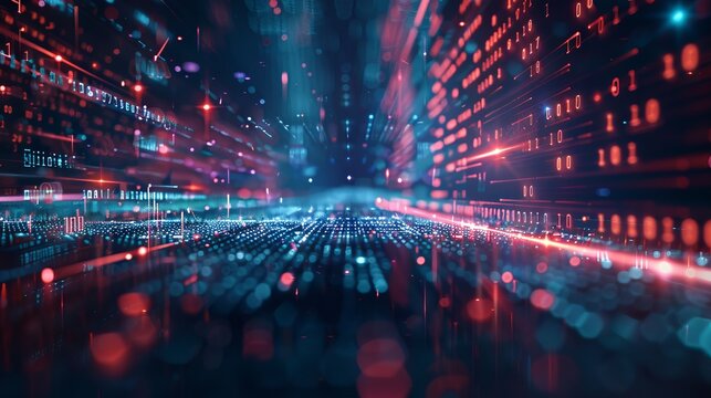 Dynamic Abstract Big Data Tech Background with Futuristic Elements