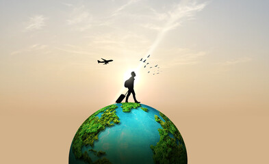 World Tourism Day concept Background with green environment. Travel concept Backround.