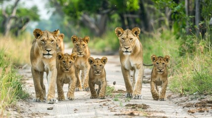 Wild Lion family Delta Botswana AI generated