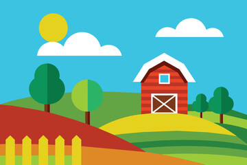 Farm Scene Vector Background design