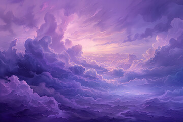  A dreamlike cloudscape of rolling purple clouds.Fluid and Flowing Visuals.