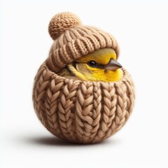 little chicken  in a knitted hat