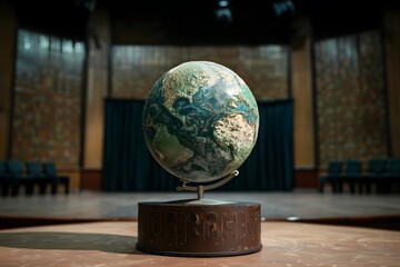 World Globe on Table with Map