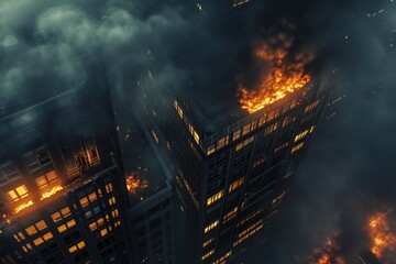 Nightmare City: Fire and Smoke Engulfing Urban Buildings