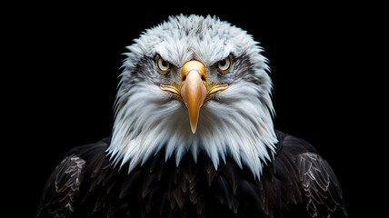 Obraz premium face of bald eagle portrait isolated on dark background