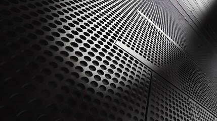 Vector metal grid texture, industrial style with reflective surfaces, modern and sleek background design, angled perspective