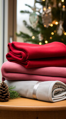 Christmas gift set, blanket, towel and home decor textiles as holiday present for English countryside cottage inspiration