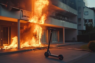 Inferno Alert: Scooter Fire Erupts in Urban Dwelling