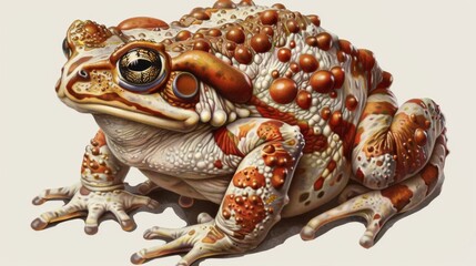 Hyper-realistic pencil drawing showcasing the detailed texture of a beige and red toned frog