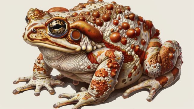 Hyper-realistic pencil drawing showcasing the detailed texture of a beige and red toned frog