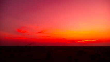 Amazing sunset and sunrise.Panorama silhouette tree in africa with sunset.Safari theme.