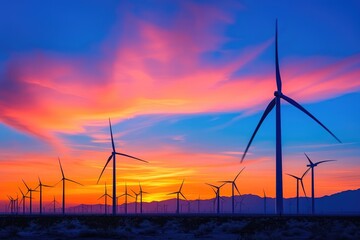 Dusk at the Wind Farm: Harnessing Clean Energy