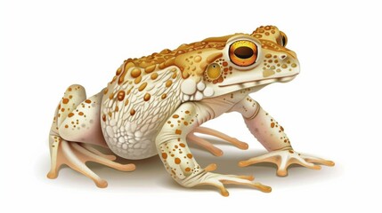 An illustration shows a toad in a side view with yellow and white tones, capturing its distinctive physical traits in a simple style