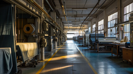 Obraz premium Italian textile company in an industrial area. Modern fabric company. Industry, industry and business concept.