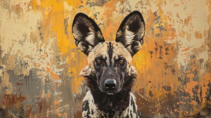 A unique artistic interpretation of an African Wild Dog, featuring a graffiti-inspired digital...
