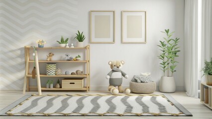 white wall with frame in kids room