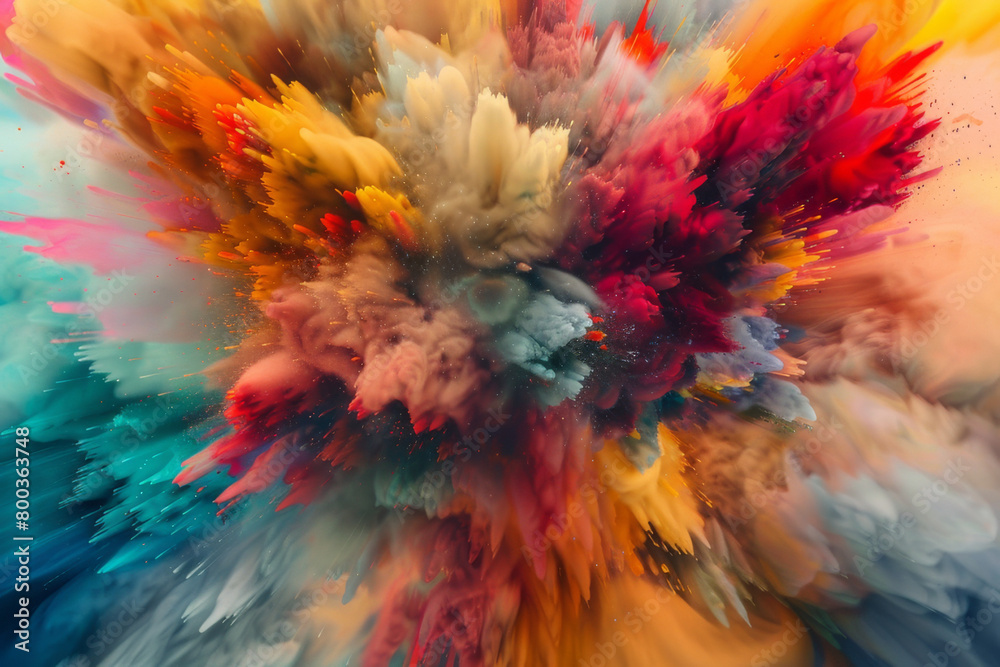 Canvas Prints an abstract explosion of vibrant colors, with paint or digital effects creating a dynamic and impact