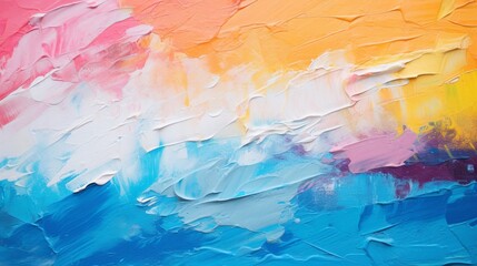 Closeup of abstract rough colorful multicolored rainbow colors art painting texture, with oil brushstroke, pallet knife paint on canvas, dripping color