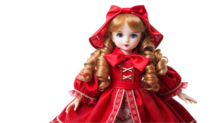 A doll red dress, isolated on a transparent background.