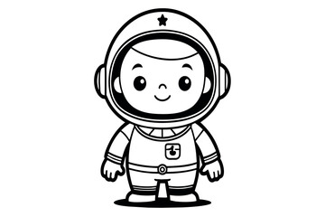 A cartoon astronaut is smiling and wearing a helmet
