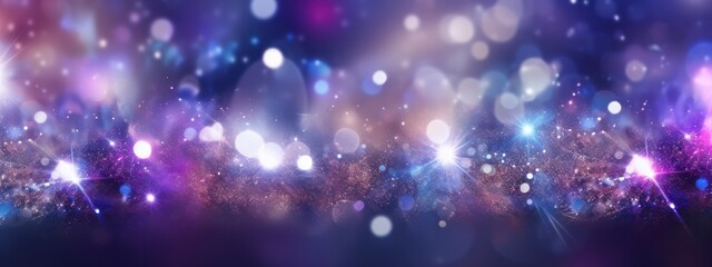 abstract glitter silver, purple, blue lights background. defocused. banner bokeh glow