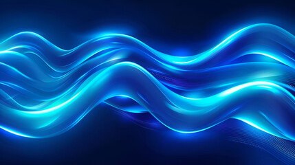 Fototapeta premium Abstract shiny blue color wave background with light effect ,abstract minimal neon background with glowing wavy line