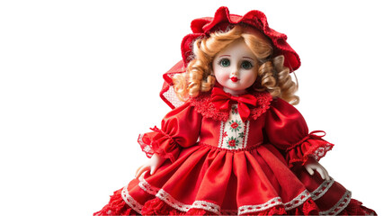 A doll red dress, isolated on a transparent background.