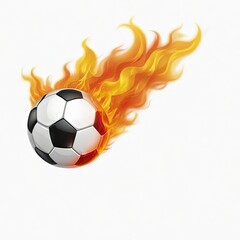 Fototapeta premium A burning soccer ball is isolated on a clear backdrop.