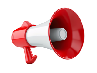 a red and white megaphone