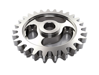 a silver gear with a nut