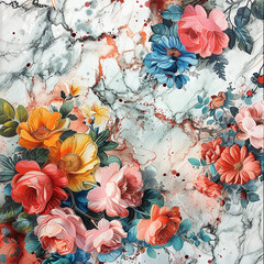 Fluid abstract expressionism, blooming flowers, Aesthetics colorful floral inspirational tenderness illustration, oil paint, Wall decoration photo, Generated AI.