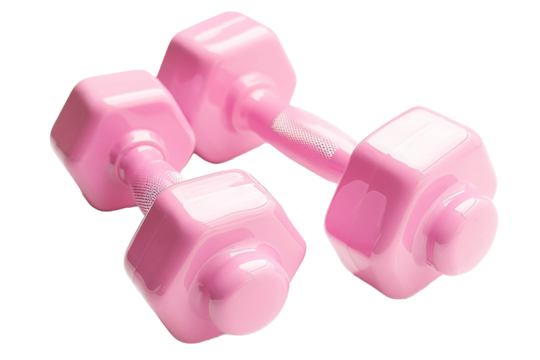 a pair of pink dumbbells
