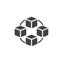 Interconnected blocks vector icon