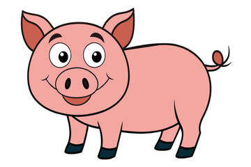 A cartoon pig with a big smile on its face