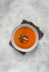 shrimp cream soup, bisque soup, French cuisine, homemade, no people,