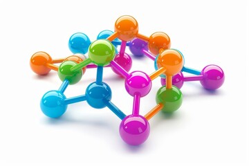 Generate an image of a colorful 3D molecular structure on a white background