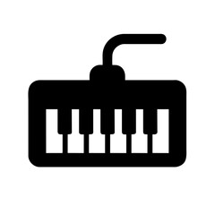 Obraz premium Electric keyboard icon vector graphics element silhouette Musical symbol sing isolated illustration on a Transparent Background