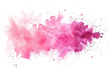 hand drawn Dual-tone pink and magenta watercolor splash on a white background, creating a soft, abstract gradient texture .