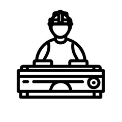 DJ turntable icon graphics element silhouette music symbol sing illustration on a Transparent Background