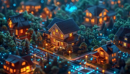 Obraz premium A beautiful digital painting of a smart home in a smart city