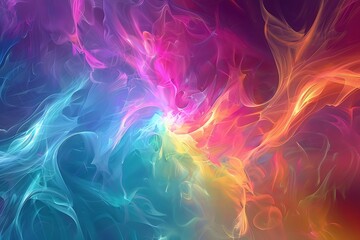 Illustration of 3D rendering abstract colorful fractal light background and wallpaper. .