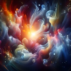 Abstract colorful shapes  Ethereal Echo swirling  dreamlike atmosphere