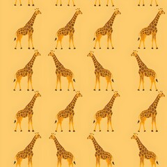 Stylized Giraffe Pattern in Minimalist Flat Design with Seamless Repeat
