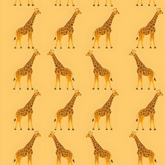 Obraz premium Stylized Giraffe Pattern in Minimalist Flat Design with Seamless Repeat