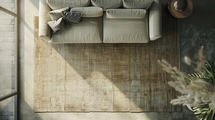 Tranquil Ambiance: Solid Fabric Rug in Dim, Low Saturation Scene