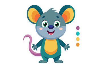 A cartoon mouse with a pink tail and a yellow belly