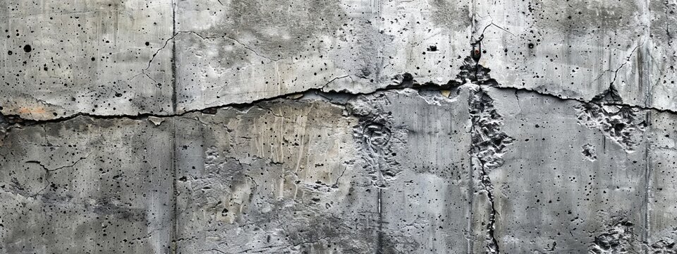 Close-up of cracked concrete and peeling black paint on a surface giving a grunge texture.