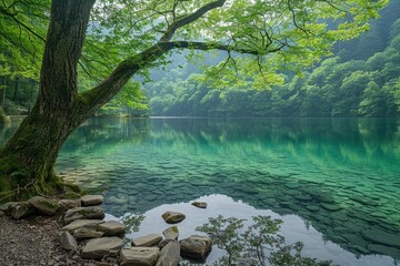 beautiful lake on a sunny day professional photography
